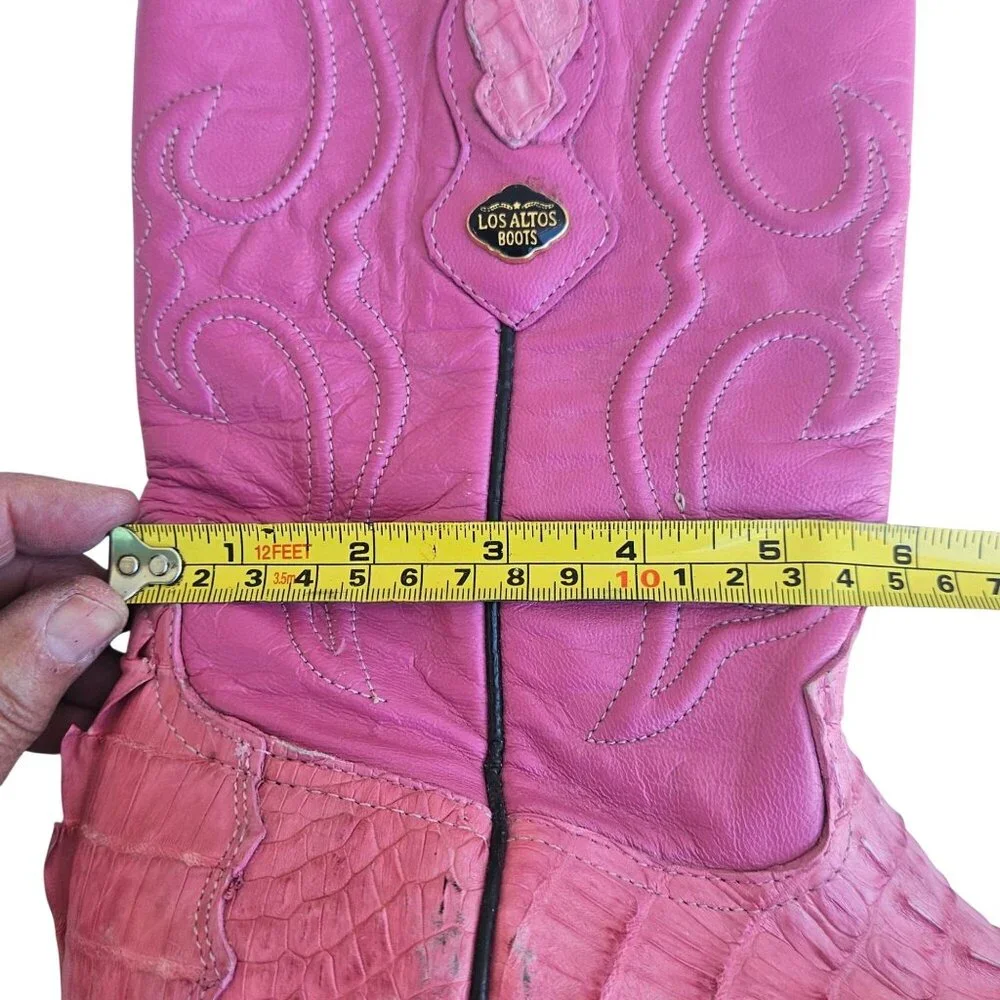 Vintage 90s Los Altos Pink Genuine Crocodile Western Cowboy Boots Women Sz 7 - Picture 15 of 16